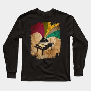 Vintage Grand Piano Distressed Retro Color Long Sleeve T-Shirt